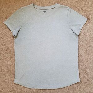 Madewell Whisper Cotton Basic Plain Women's T-Shirt Gray Size Small